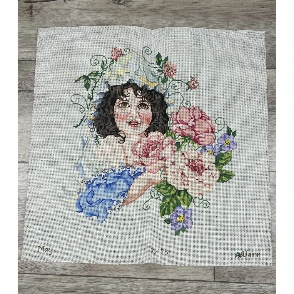 Sandra Gilmore Alainn Handpainted Needlepoint Canvas - Flower Girl May‎ Spring